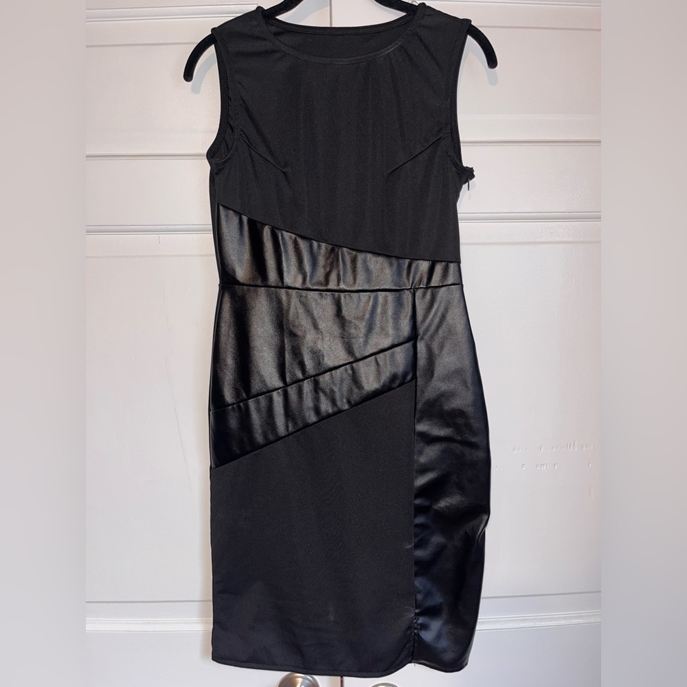 Faux Leather Accent Dress Black NWOT - Size S